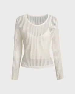 Beige Textured Pullover Two-Piece Set