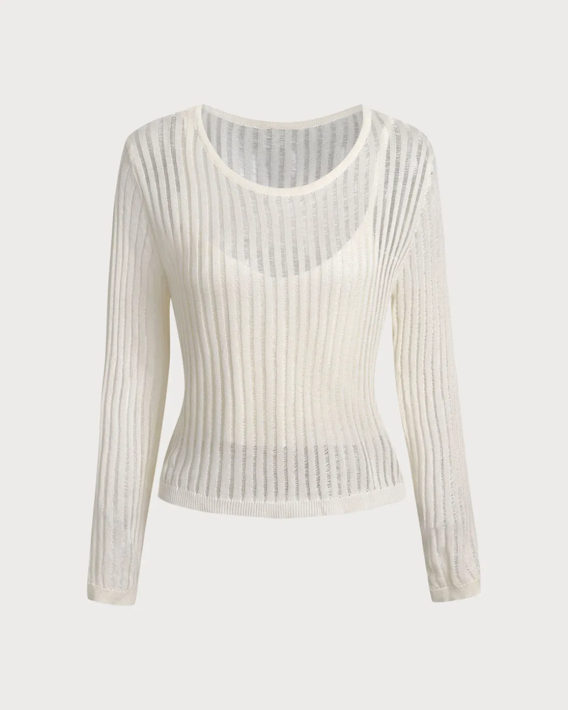 Beige Textured Pullover Two-Piece Set
