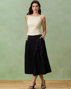 Beige Textured Slim Cami Top