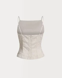 Beige Textured Slim Cami Top