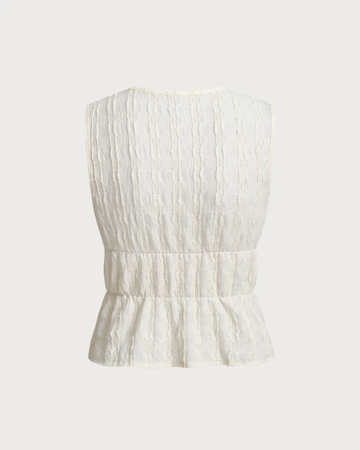 Beige Tie Front Tank Top