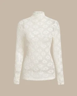 Beige Turtleneck Sheer Slim Sweater