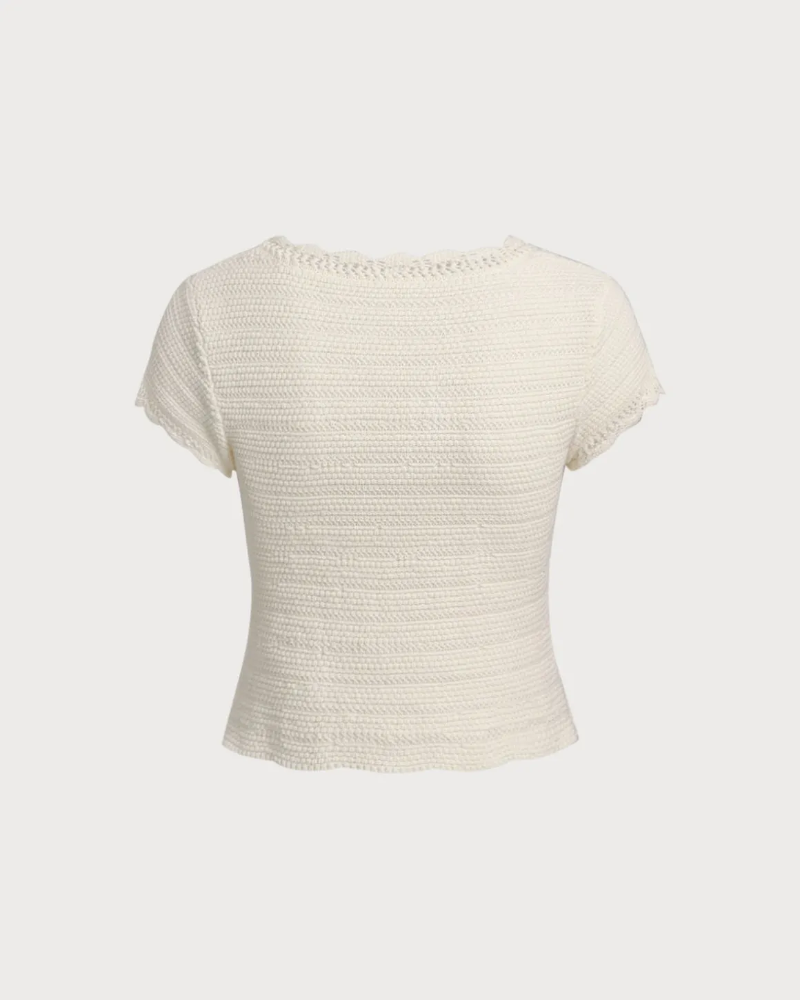 Beige U Neck Textured Cardigan