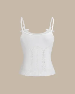 Bettydress - White Bowknot Cami Top