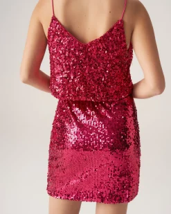 Bettydress-Red Sequins Straight Mini Skirt