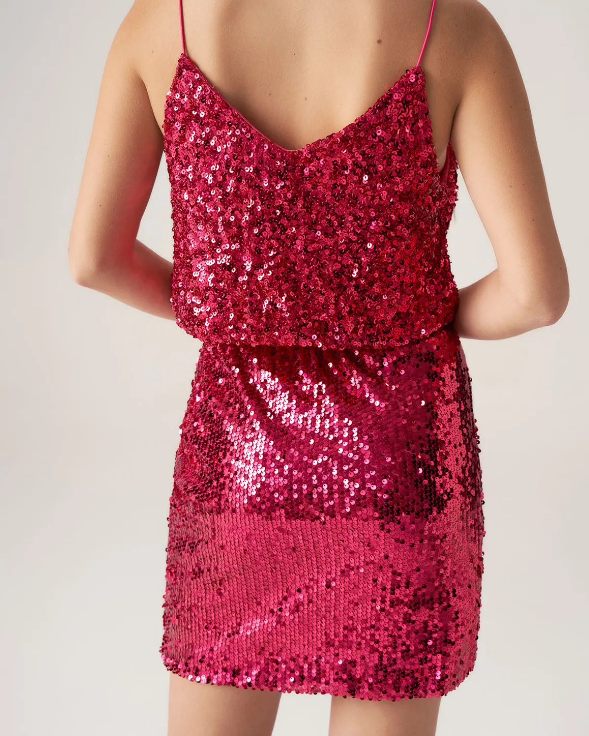 Bettydress-Red Sequins Straight Mini Skirt