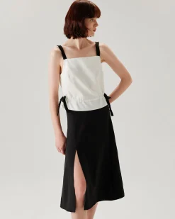 Black A-Line Slit Midi Skirt