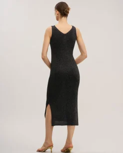 Black Bodycon Sleeveless Slit Midi Dress