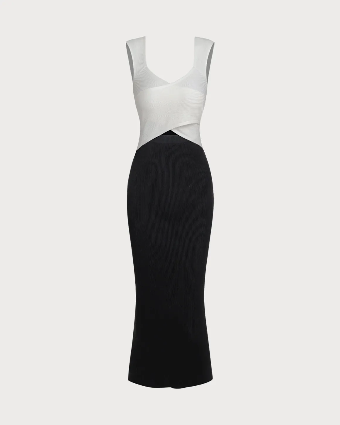Black Contrast Bodycon Slip Sweater Dress