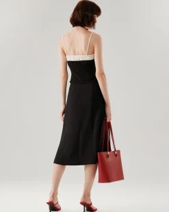Black Contrast Ruched Cami Top