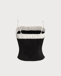 Black Contrast Ruched Cami Top