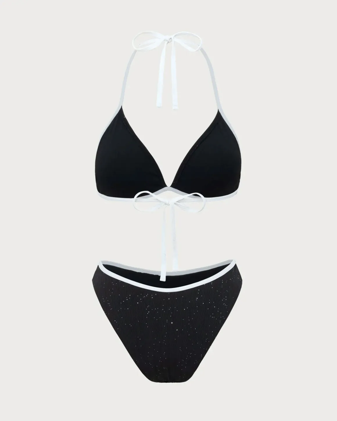 Black Contrast Sequins Bikini Set