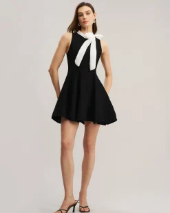 Black Contrast Sleeveless Mini Dress