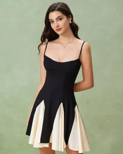 Black Contrast Slip Mini Dress