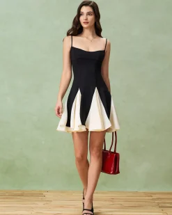 Black Contrast Slip Mini Dress