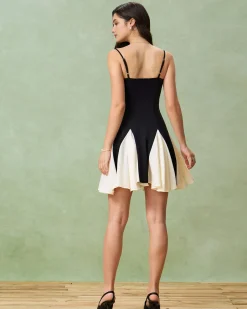 Black Contrast Slip Mini Dress