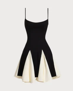 Black Contrast Slip Mini Dress