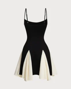 Black Contrast Slip Mini Dress