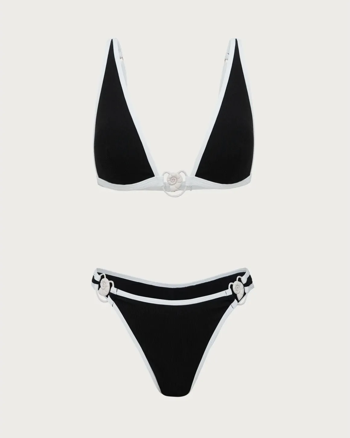 Black Contrast Thread Bikini Set