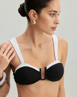 Black Contrast U Neck Triangle Bikini Set