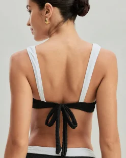 Black Contrast U Neck Triangle Bikini Set
