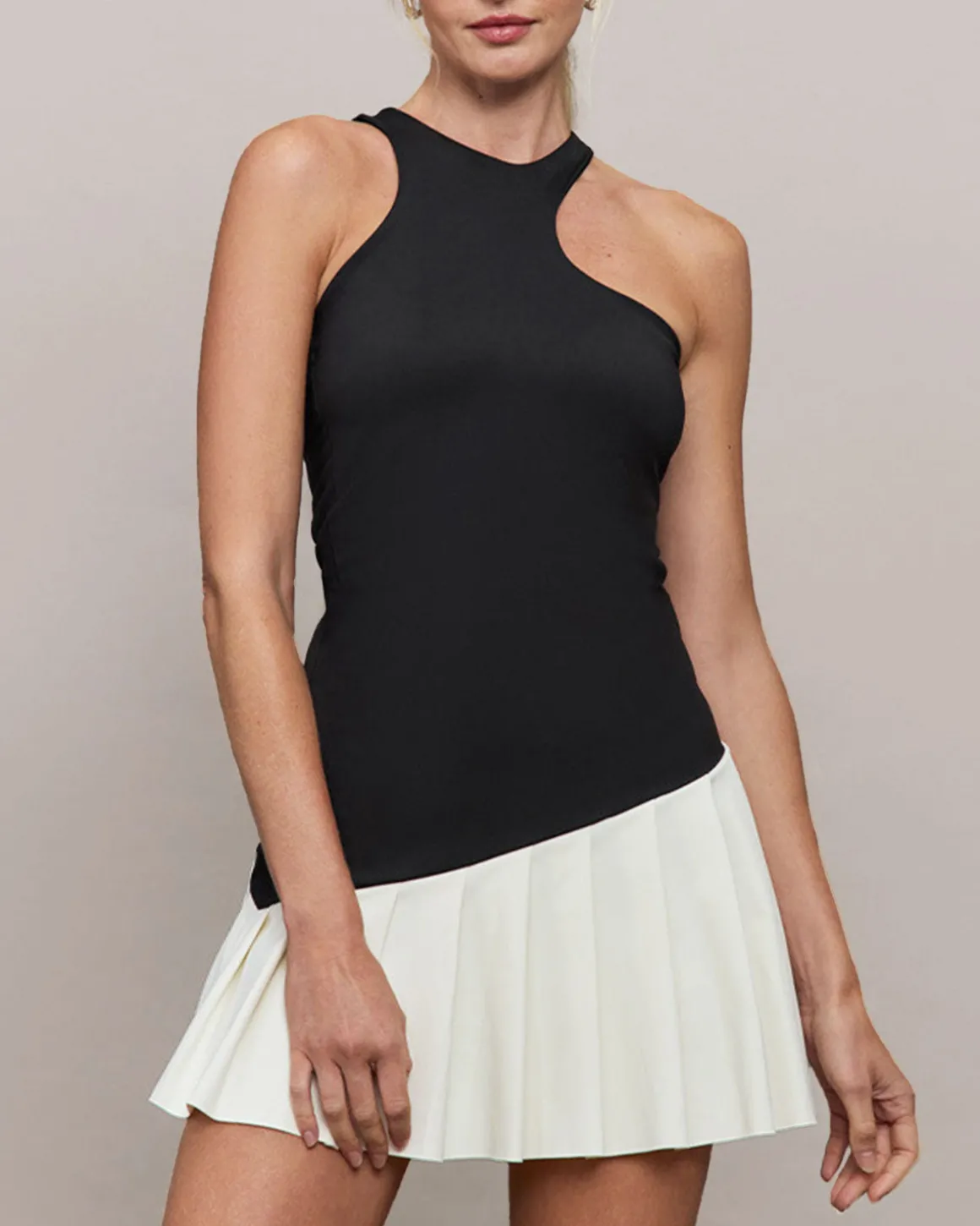 Black Contrast Yoga Dress - Light Support