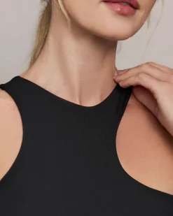 Black Contrast Yoga Dress - Light Support