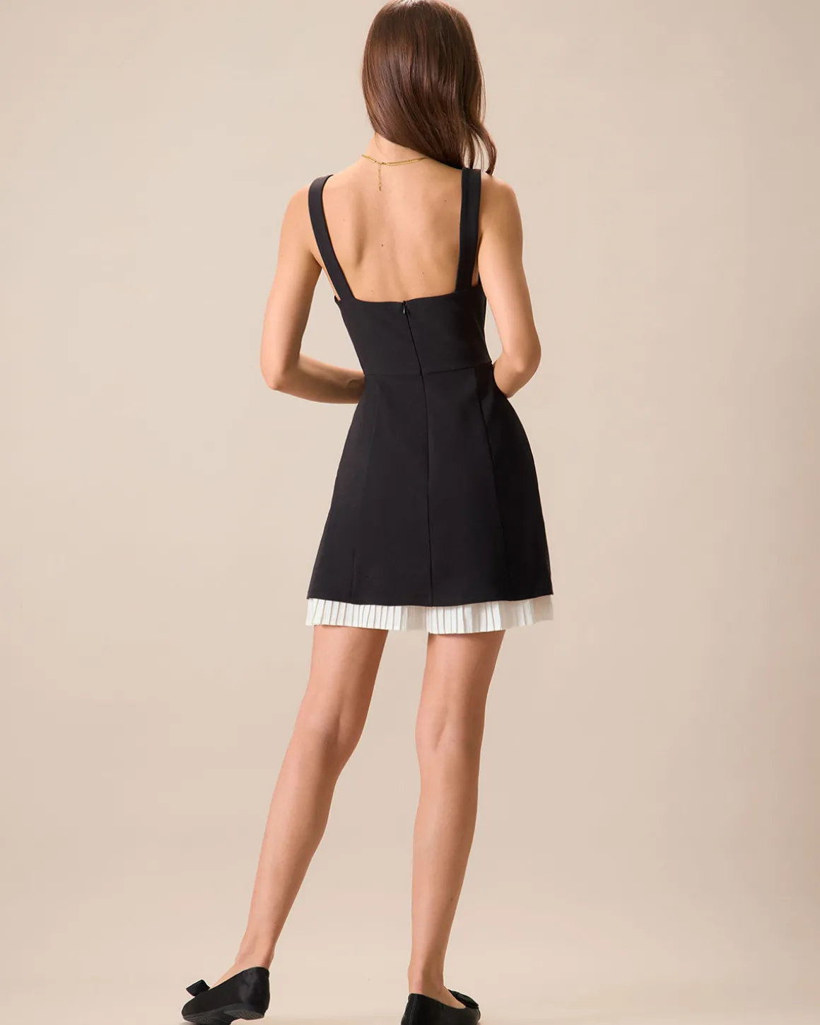 Black Contrasting Bowknot Slip Mini Dress