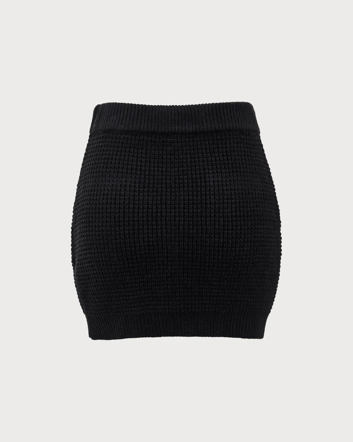 Black Contrasting Knit A-line Mini Skirt