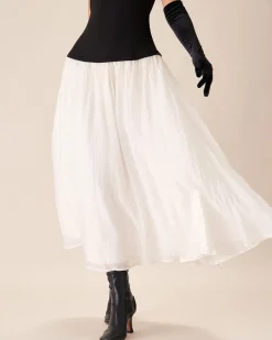 Black Contrasting Knit Ribbed Maxi Dress