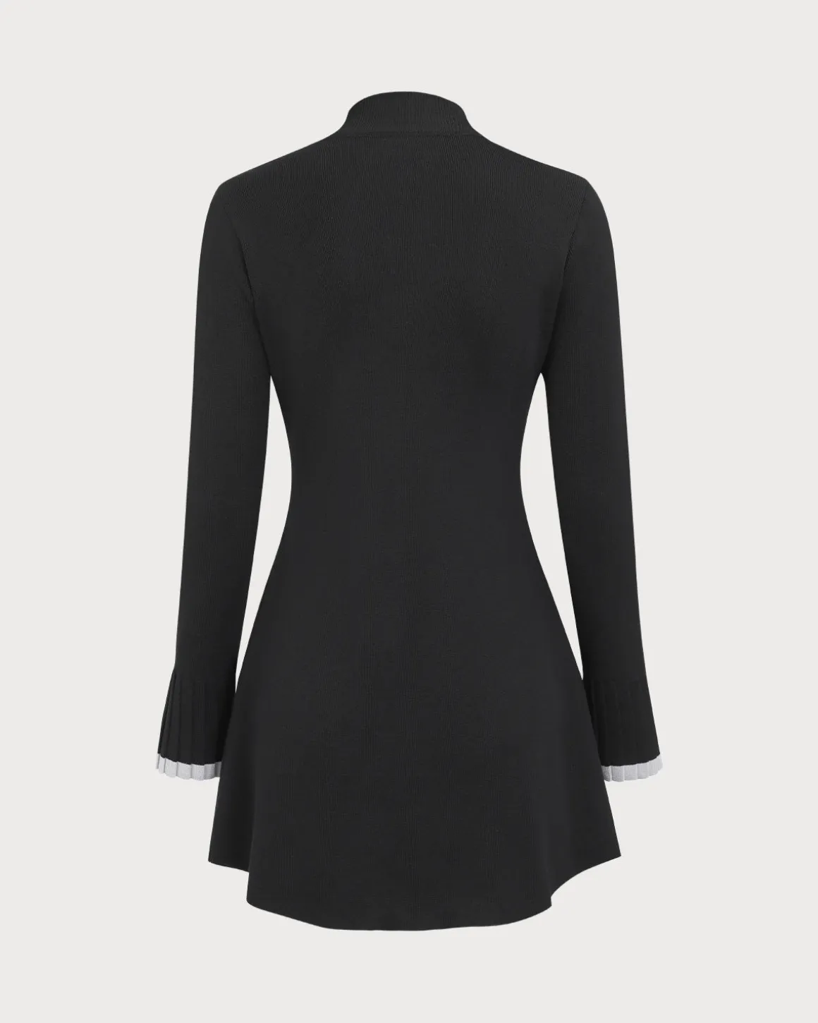 Black Contrasting Long Sleeve Sweater Mini Dress