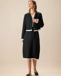 Black Contrasting Single-Breasted Jacket