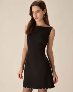 Black Contrasting Sleeveless Mini Dress