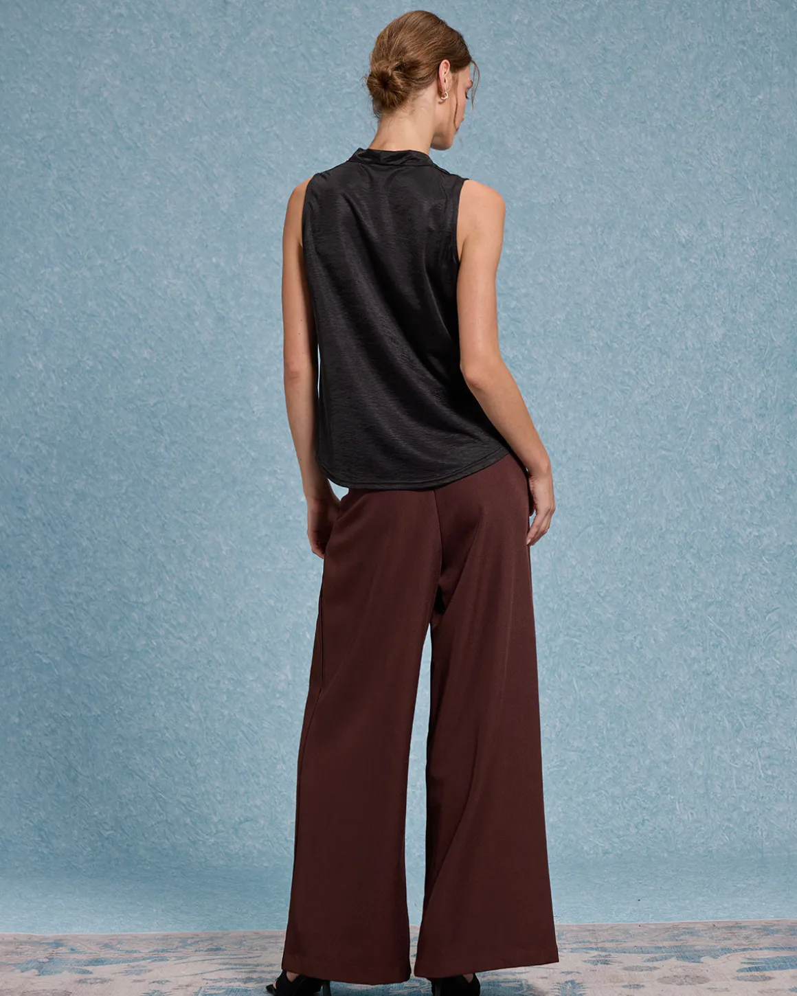 Black Cowl Neck Tank Top