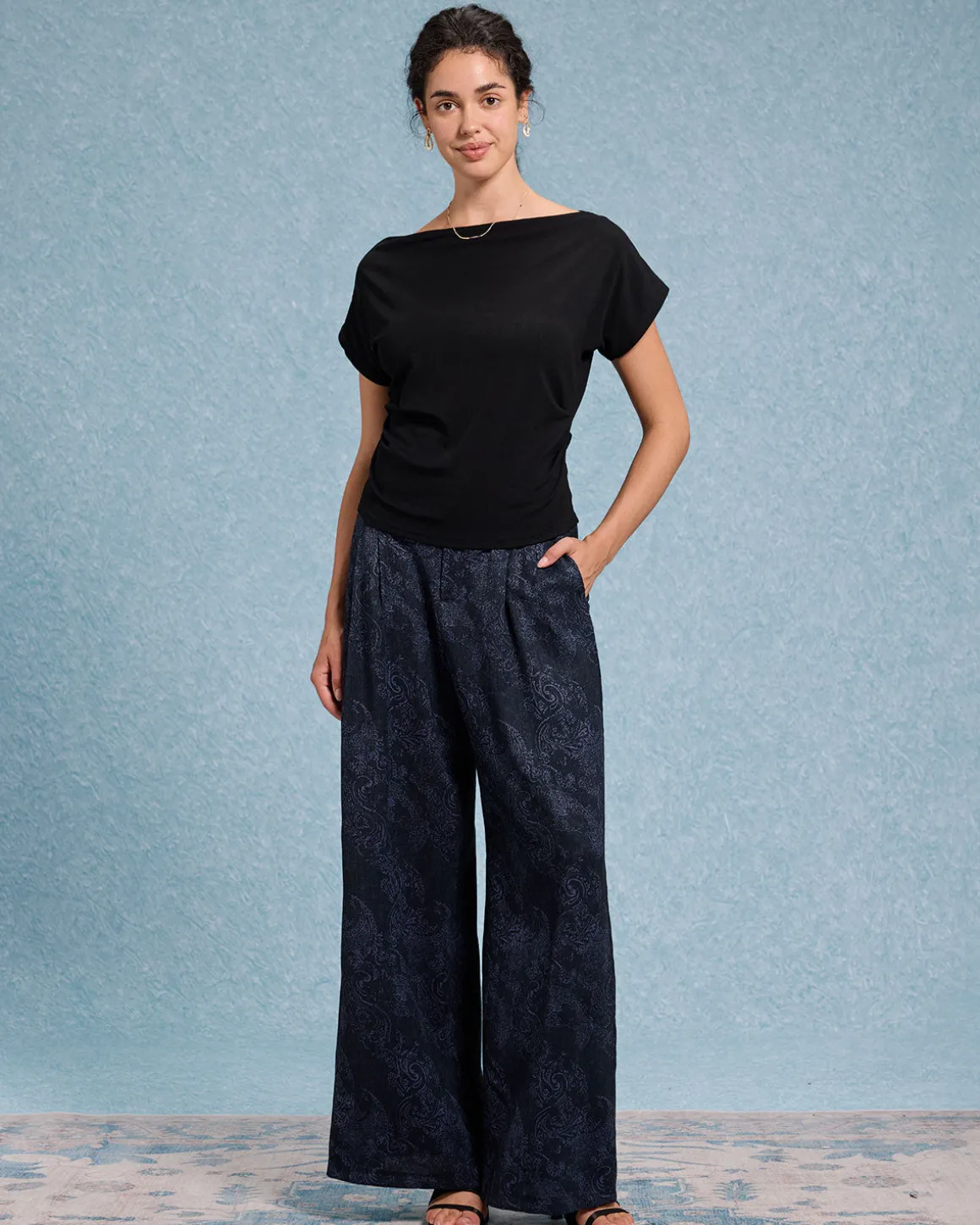 Black Cowl Sleeve Off The Shoulder Tee