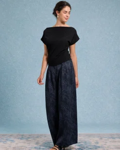 Black Cowl Sleeve Off The Shoulder Tee