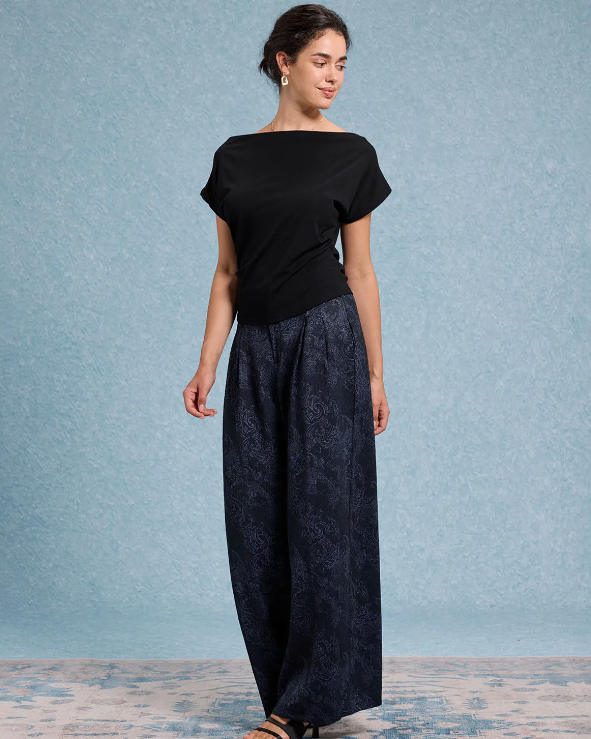 Black Cowl Sleeve Off The Shoulder Tee