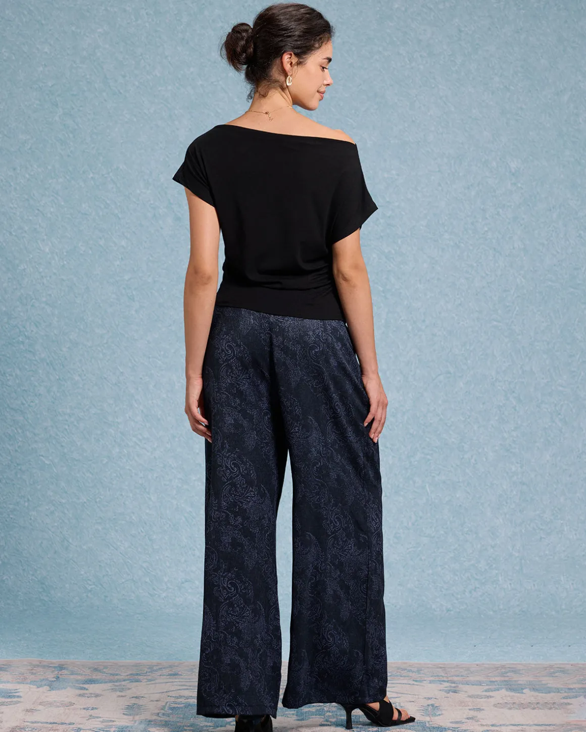 Black Cowl Sleeve Off The Shoulder Tee