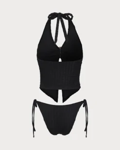 Black Cutout O-Ring Tankini Swimsuit