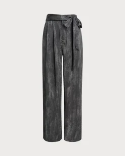 Black Elastic Waist Wide Leg Pants