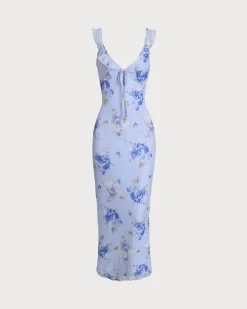 Black Floral Bodycon Slip Maxi Dress