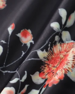 Black Floral Drawstring Bikini Bottom