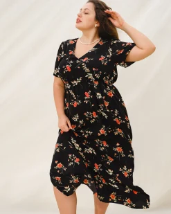 Black Floral Plus Size Maxi Dress