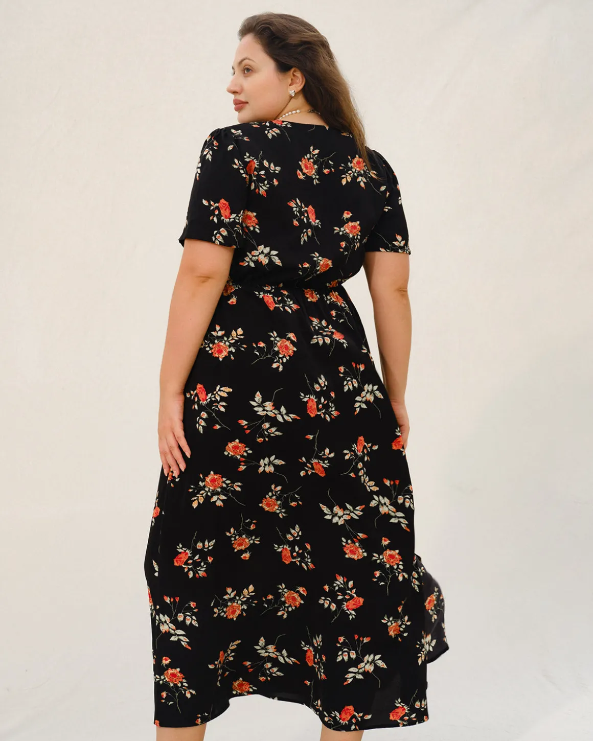 Black Floral Plus Size Maxi Dress