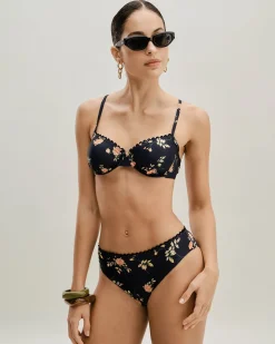 Black Floral Underwire Bikini Set