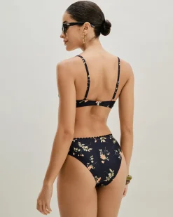 Black Floral Underwire Bikini Set