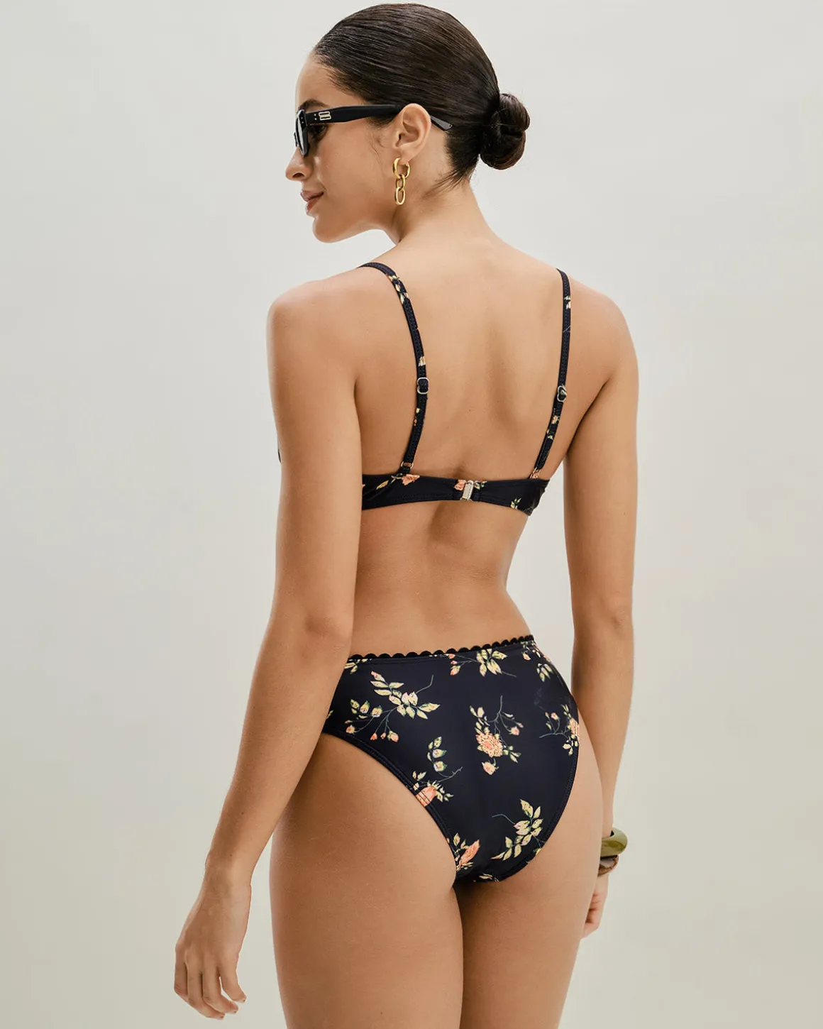 Black Floral Underwire Bikini Set