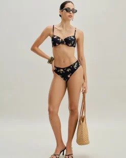 Black Floral Underwire Bikini Set