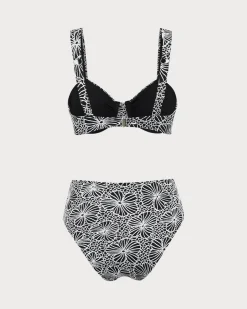 Black Flower Underwire Bikini Set