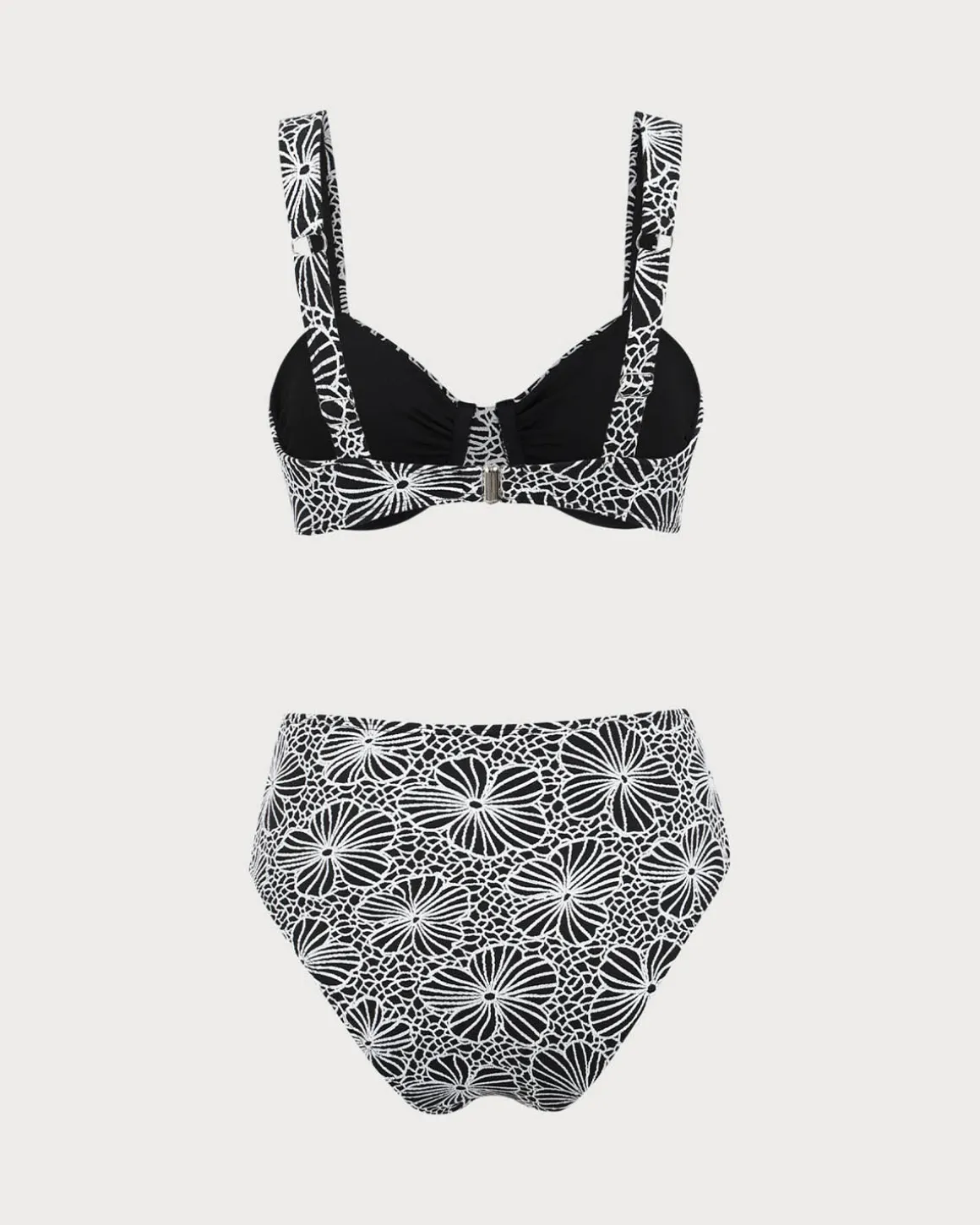 Black Flower Underwire Bikini Set